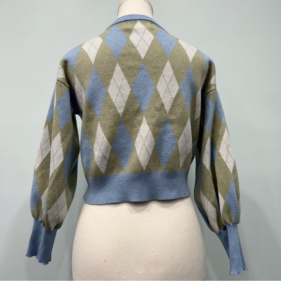 Cider Diamond Lattice Wool Cardigan Size Medium - Picture 5 of 8